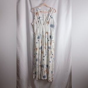 H&M White and Blue Floral Maxi Dress